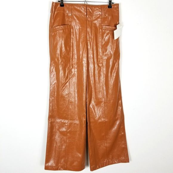 Free People  Women Star Crossed Lovers Vegan Pants   Straight Leg  Brown - Picture 1 of 9